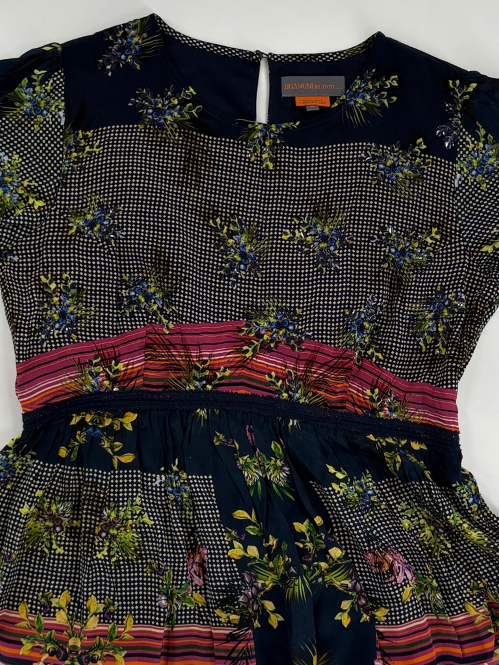 Anthropologie Bhanuni by Jyoti Floral Peplum Short-Sleeve Blouse - Picture 10 of 11